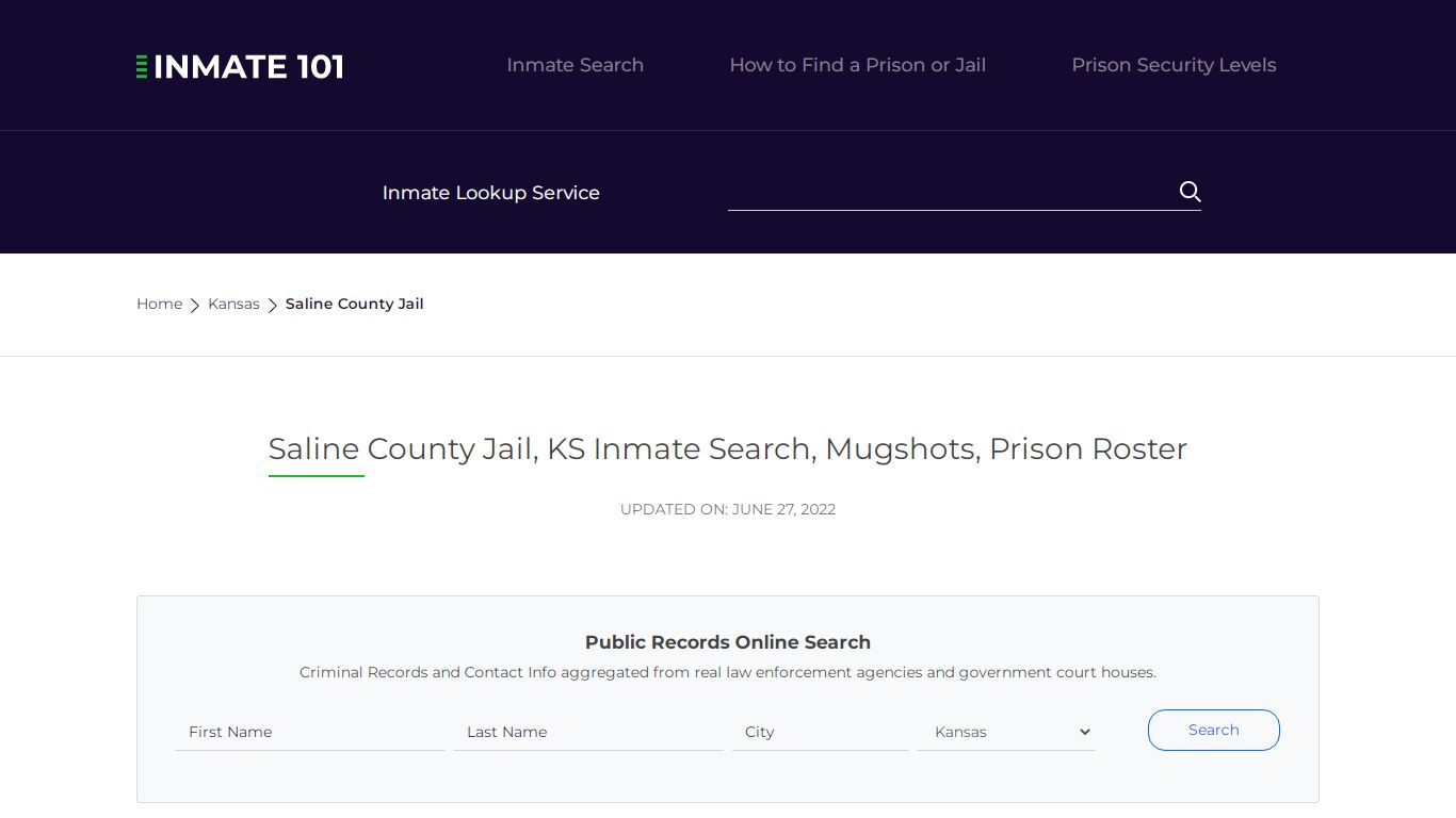 Saline County Jail, KS Inmate Search, Mugshots, Prison ...
