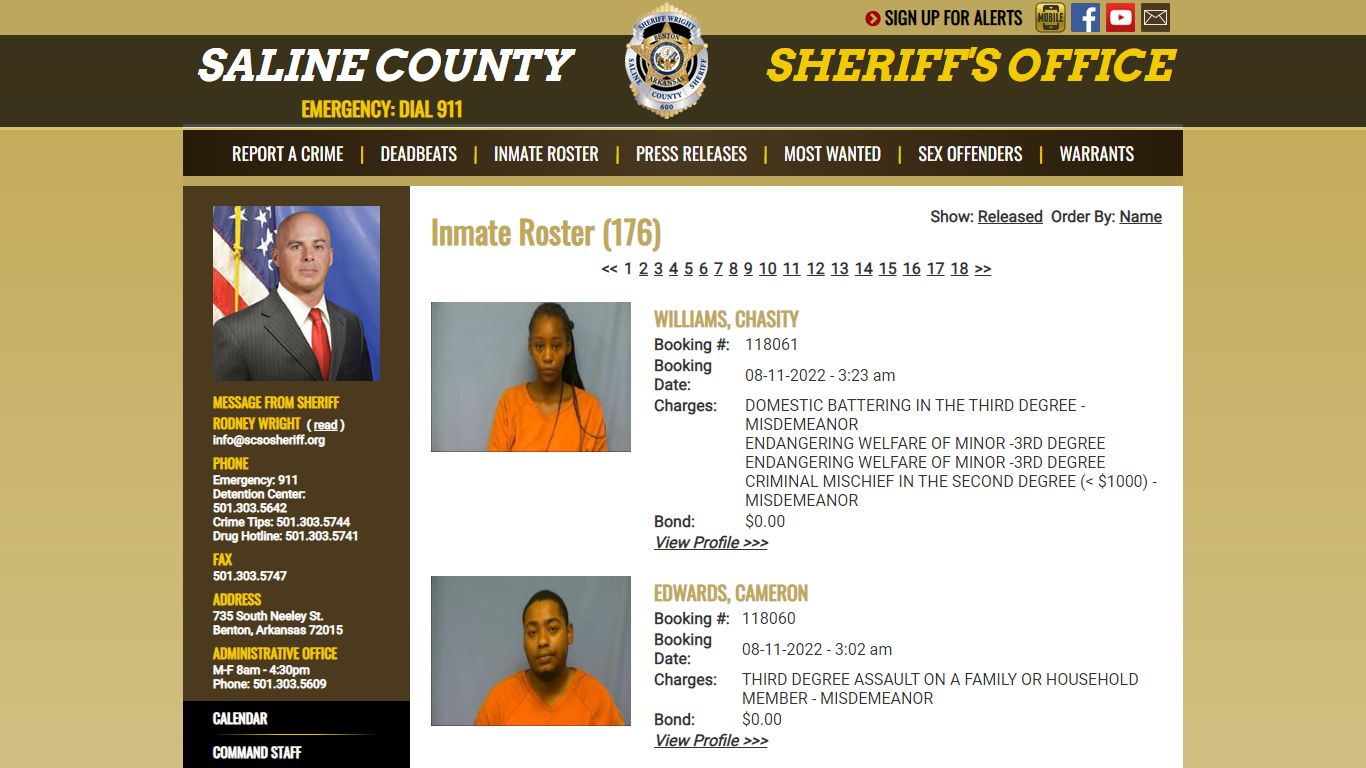 Inmate Roster - Current Inmates Booking Date Descending ...